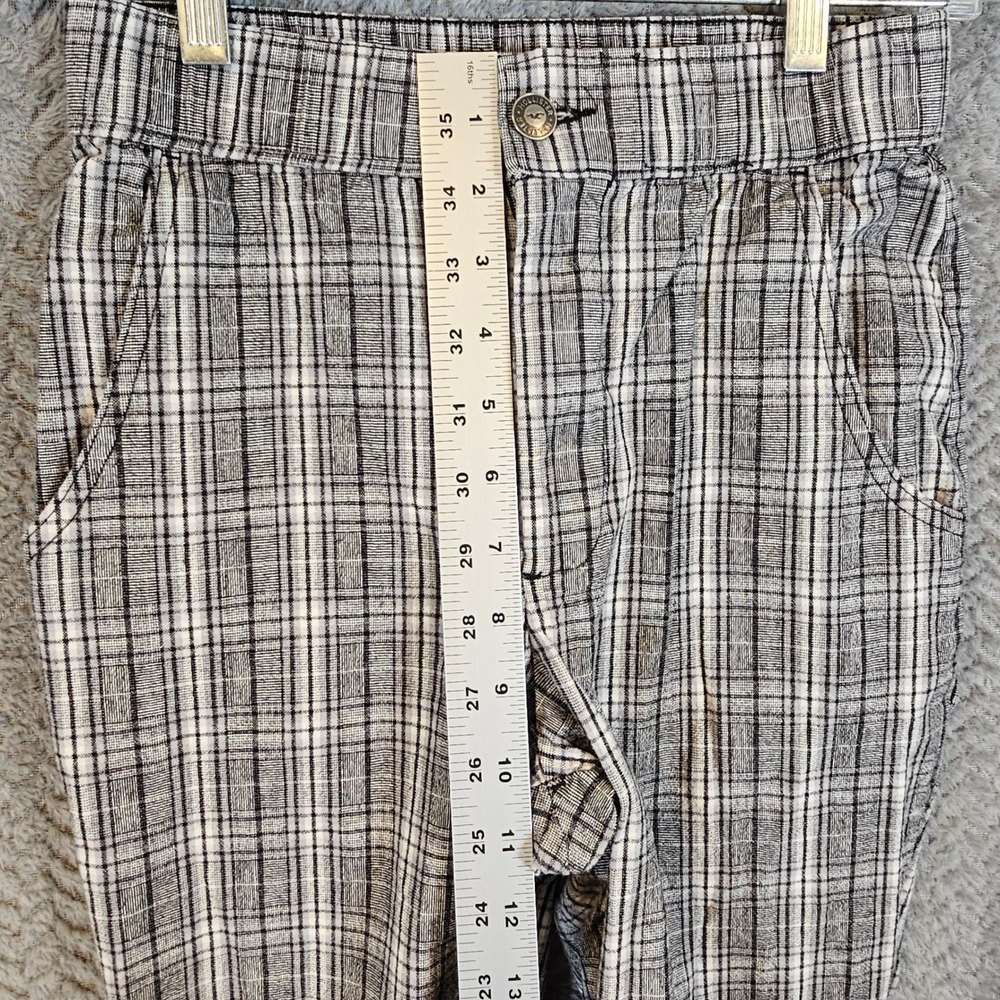 Hollister Black White‎ Plaid High Rise Tapered Trousers XS Elastic Back Pants - Picture 3 of 9